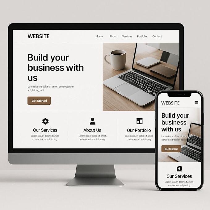 Responsive business website design shown on desktop and mobile